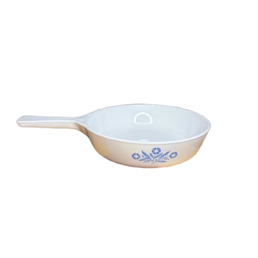 Corningware White Skillet with Blue Floral Design